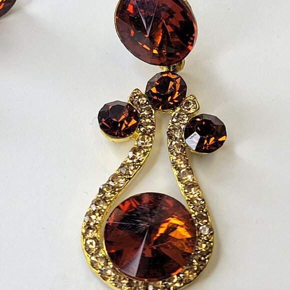 Amber Crystal Chandelier Earrings Bridal Earrings Dramatic Statement Earrings - Picture 4 of 8